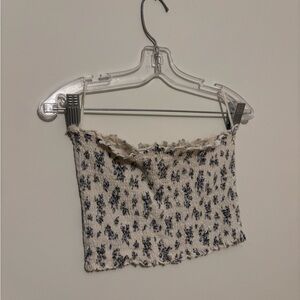 Garage Blue and Cream Knit Top